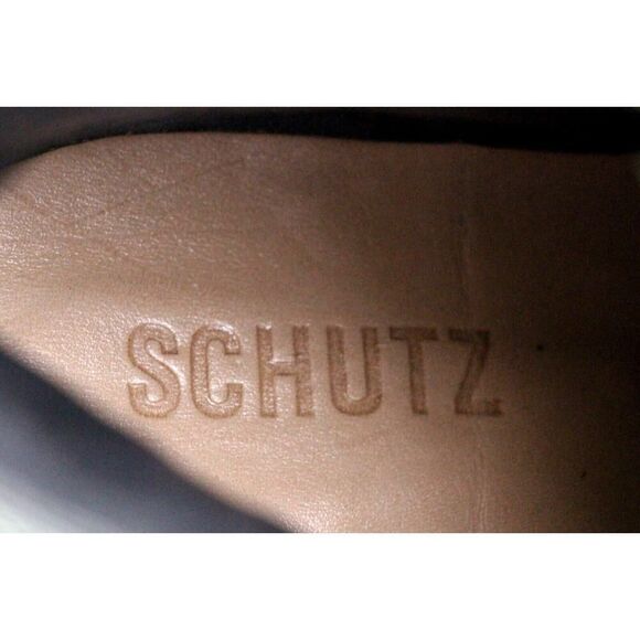 Schutz BLACK GENUINE LEATHER MID HEEL LACE UP ZIP ROUND TOE ANKLE BOOTS Sz 6.5B - Picture 9 of 9